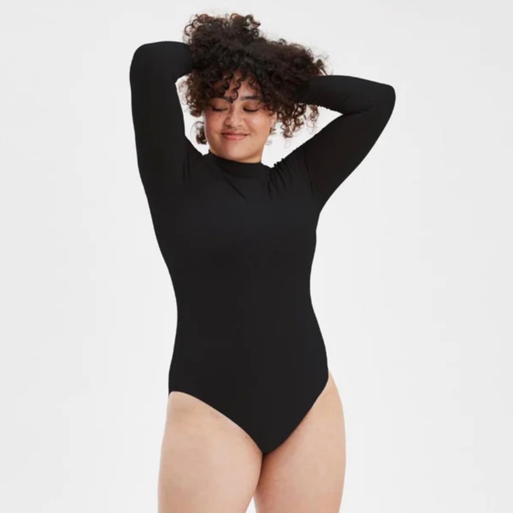 girlfriend collective Vivien Mockneck Bodysuit brief cut M